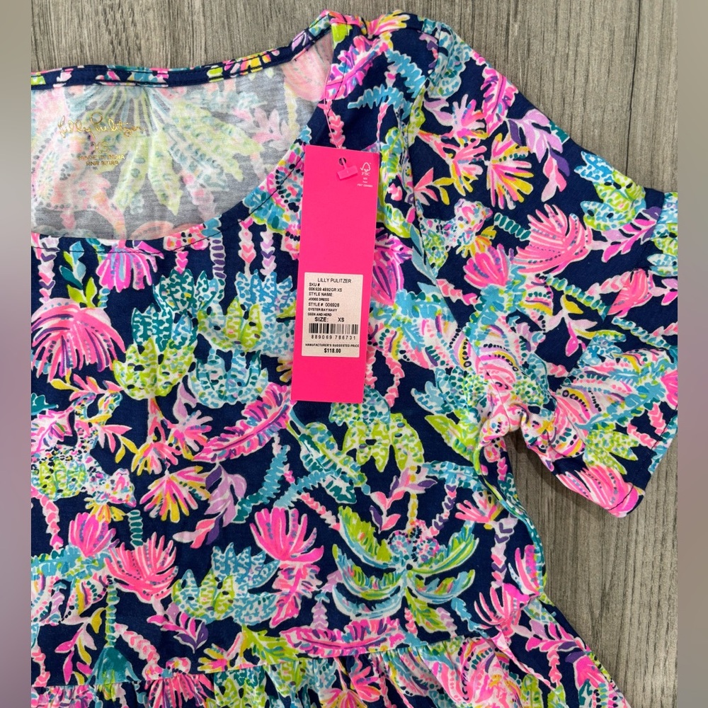 Lilly Pulitzer Jodee Dress in Oyster Bay Navy- Seen and Herd, X Small, NWT - Picture 3 of 5